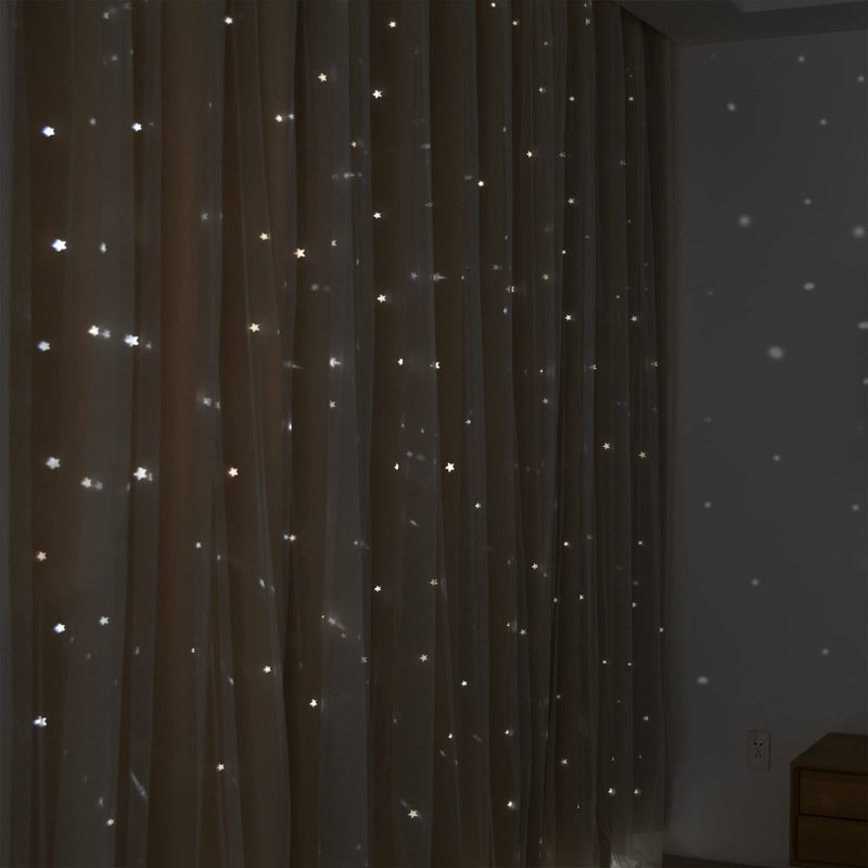 Kinryb Blackout Curtains for Girl Bedroom/Living Room/Classroom, Sheer Overlay 63 Inches 2 Panel Set, Double Layer Curtains with Star Cutout for Kids Room(W 52 x L 63 Inches,Beige 2 Pcs) - Image 5